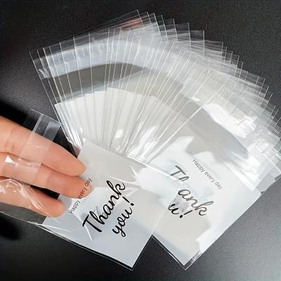 TEMU 500pcs Small Self-sealing Opp Gift Bags With Thank , Transparent Plastic, Ideal For Jewelry And Everyday Use Image