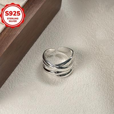 TEMU 925 Hypoallergenic Irregular Elegant Minimalist Wrapped Band Anti-oxidation Gift Box Packaging Image