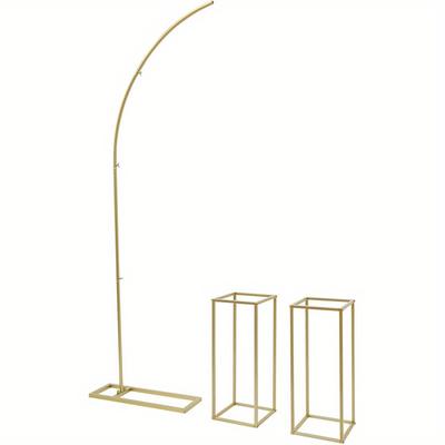 TEMU 3er Wedding Bow Set Flower Stand Metal Wedding Bow With 2 Plant Stand, Wedding Bow Stand Frame Background Stand Metal Columns For Party Ceremony Dration, Gold Image