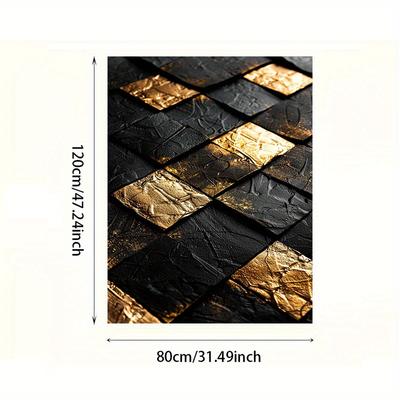 TEMU 31.49x47.24 Inch Frameless Modern Abstract Black And Wall Art Canvas - Textured Golden Accents, Ideal For Living Room And Bedroom Decor, Contemporary Frameless Canvas Ar Image