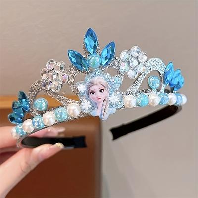 TEMU Princess Crown Headband - Sparkling Rhinestones & Pearls, With Snowflakes & Floral Accents, Princess Parties & Birthdays, Party Headband | Magical Crown | , Birthday Party Image