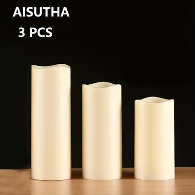 TEMU Aisutha Led Simulation Candle Light With Flameless Flashing, A Set Of 3 Artificial Flame Lights With Remote Timer Function, Used For Flickering Candle Lights In Home Decoration Image