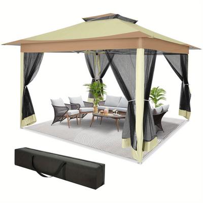 TEMU 12x12ft Pop-up Tent, Easy To Set Up Outdoor Tent Upf 50+, Upgraded Automatic Portable Gazebo With Net, Double Ventilated Carrying Bag Suitable For Beach, Outdoor Only, Patio Garden Image