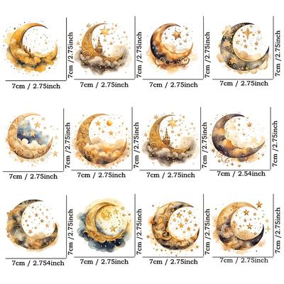 TEMU Golden Film Stickers, Set Of 12, Featuring A Mysterious , Suitable For Glass, Cups, Laptops, Refrigerators | Premium Handmade Materials, Ideal For Ramadan Decorations. Image