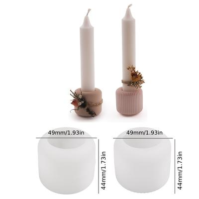 TEMU Resin Casting Molds 2pcs Cylinder Striped Smooth Candle Holder Home Tabletop Decoration Holiday Anniversary Gift Resin Plaster Craft Silicone Mold Image