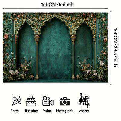TEMU 1pc A Or A Royal Garden Backdrop Banner Backdrop Props Wall Decoration For Party Backdrop Environmental Celebration&birthday Anniversary Decoration For Outdoor Indoor Image
