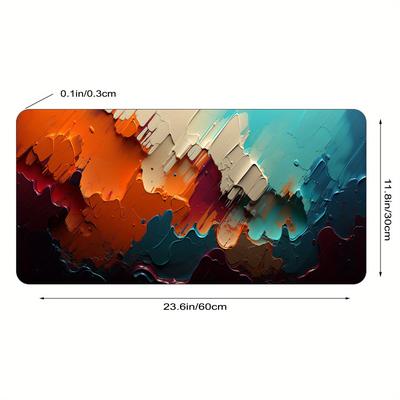 TEMU Xxl Abstract Art Gaming Mouse Pad - Extended Desk Mat With Non-slip Rubber Base, Stitched , 3mm Thin - Ideal For Use Image