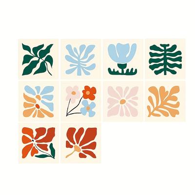 TEMU 10pcs Contemporary Tile Stickers - Waterproof & Oil-proof Pvc, Self-adhesive Wall Murals With Embroidered Detail, Semi- For Kitchen & Bathroom Decor, Space-themed Square Design Image