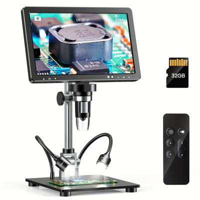 TEMU 10.1inch Digital Microscope Microscope For Repair Video Microscope With 10 Leds Pc View Image