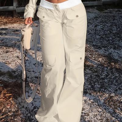 TEMU Elastic Waist Cargo Pants With Pockets Image