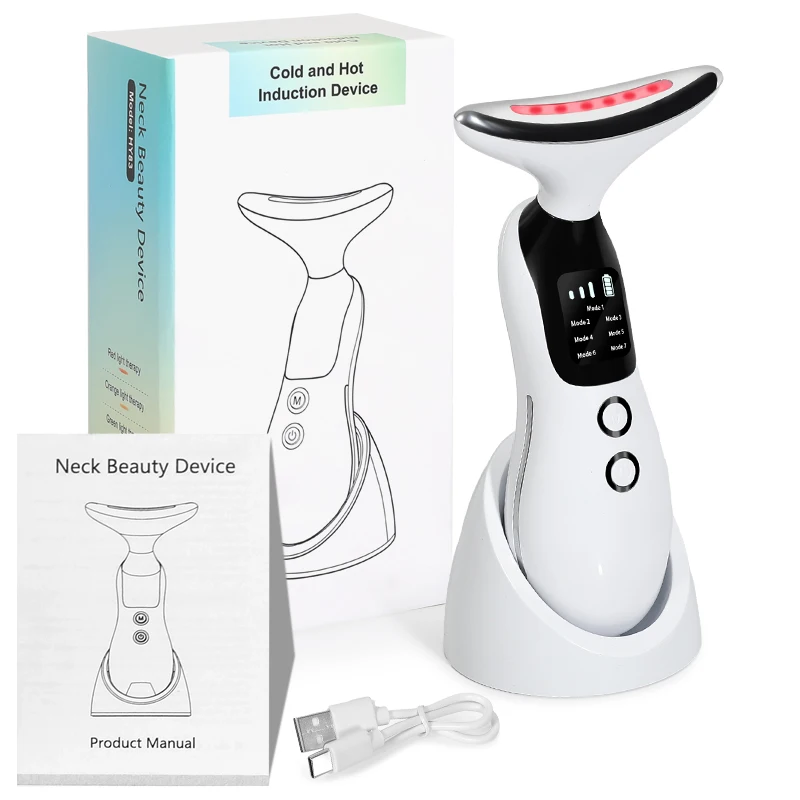 1PC Neck Beauty Device, 7-Color Light Facial Enhancement, Home Beauty Tool Facial and Neck Beauty Massager