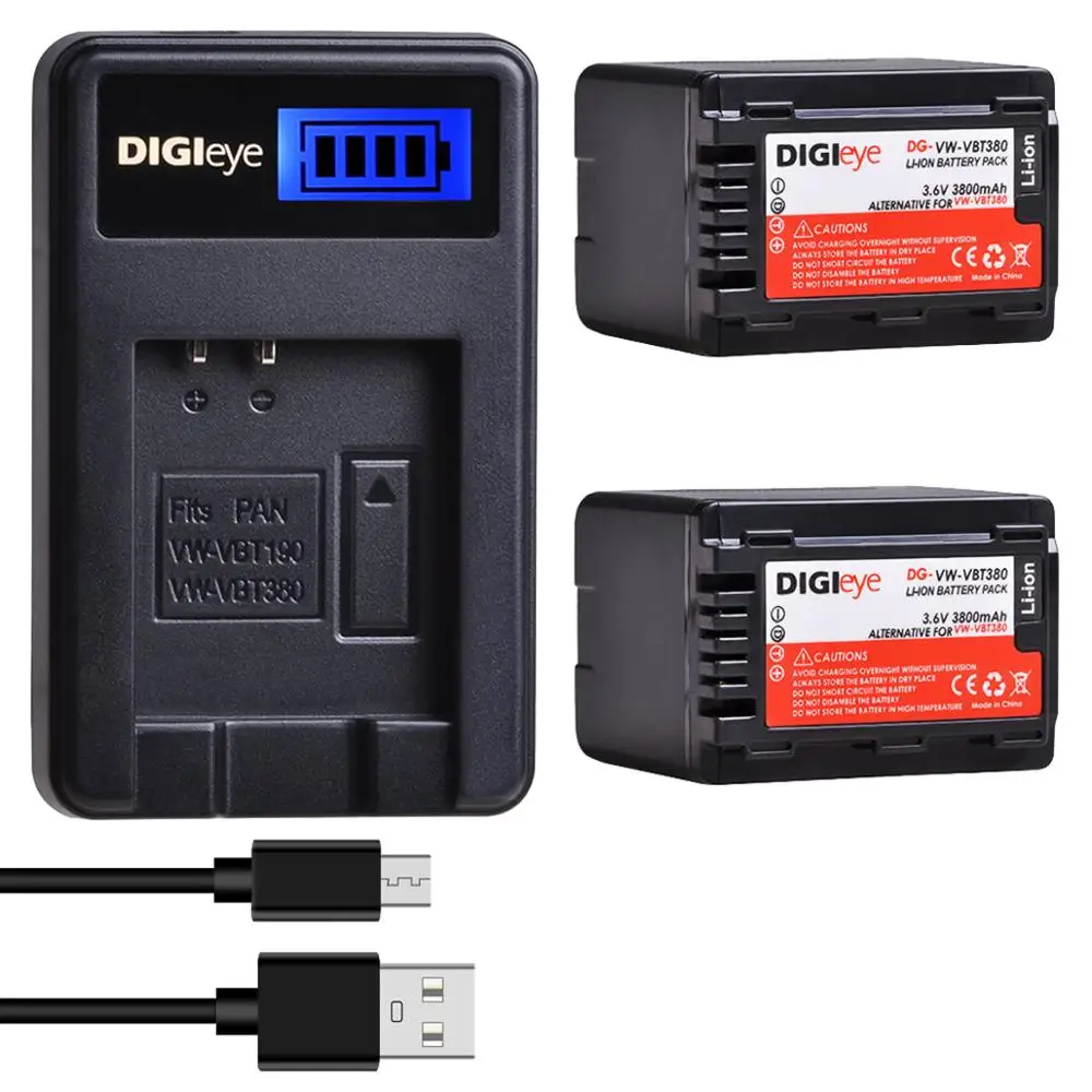 VW-VBT380 VWVBT190 Batterie & LCD USB Ladegerät für Panasonic HC-V800K HC-VX1K HCV510 HCV520 HC-V550 HCV710 HC-V760 HCV770 Image