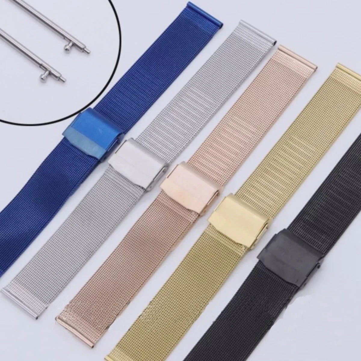Mesh Gürtel Edelstahl Uhrenarmband Armband 12mm 13mm 14mm 15mm16mm 17mm 18mm 20mm 22mm Unisex Ersatzarmband Zubehör Image