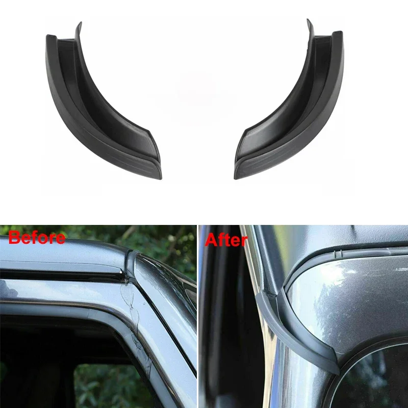 2PCS Black Water Rain Gutter Extension Diverters Rainwater Guard ABS Car Accessories Fit for Jeep Wrangler JL JLU 2018-2023