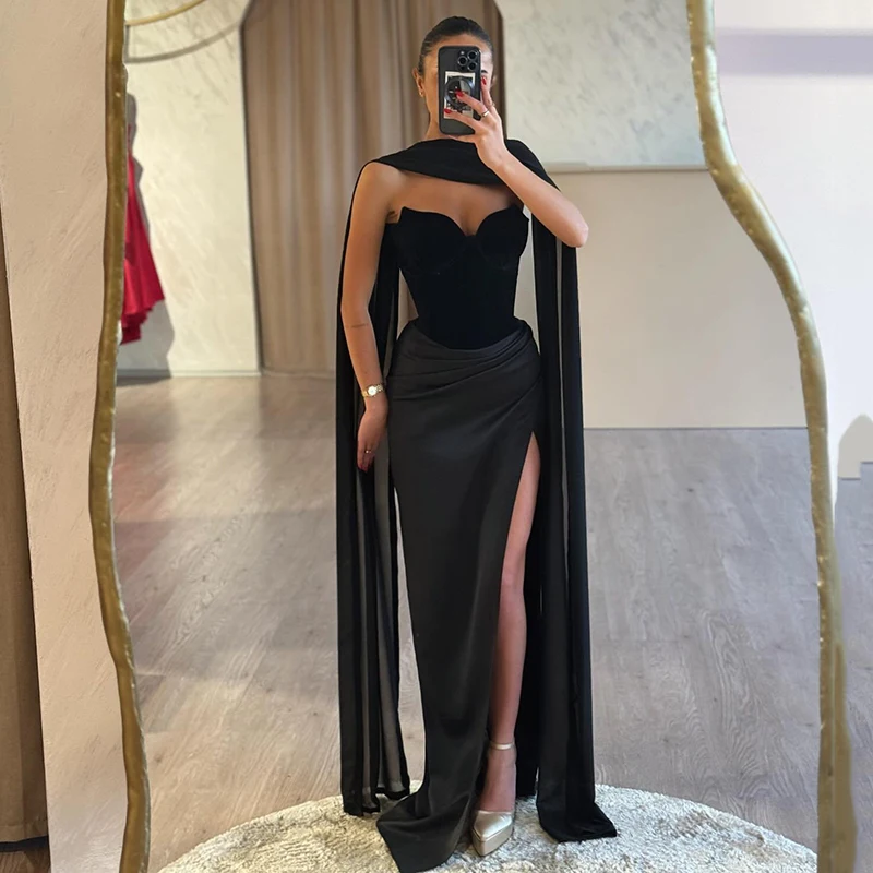 Thinyfull Schwarze Ball-Abendkleider, sexy Meerjungfrau, herzförmig, Saudi-Arabien, langes Partykleid, formelle Cocktail-Abschlussballkleider, individuell gestaltet Image