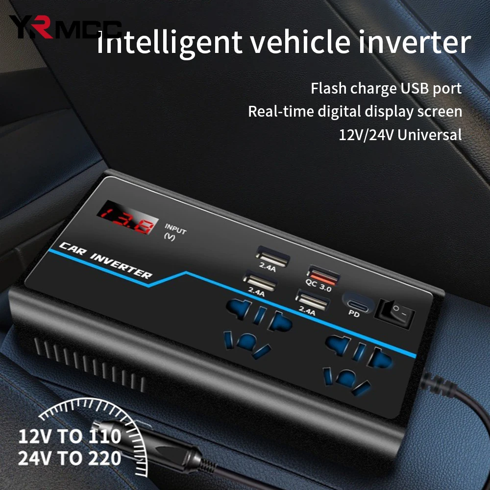 8-Port 200W Auto Dual Spannung Auto Inverter Heavy-Duty Auto Power mit Schnellladung für RV Camping Off-Grid Reise Auto Zubehör Image