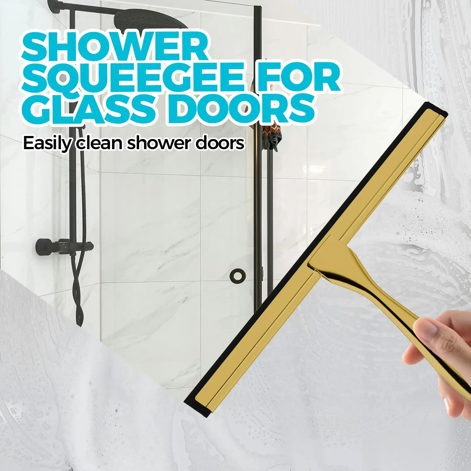 Edelstahl Dusche Rakel Für Türen Reiniger Werkzeug Haushalt Fenster Spiegel Auto Glas Haken Badezimmer Messing für Home Reinigung Image