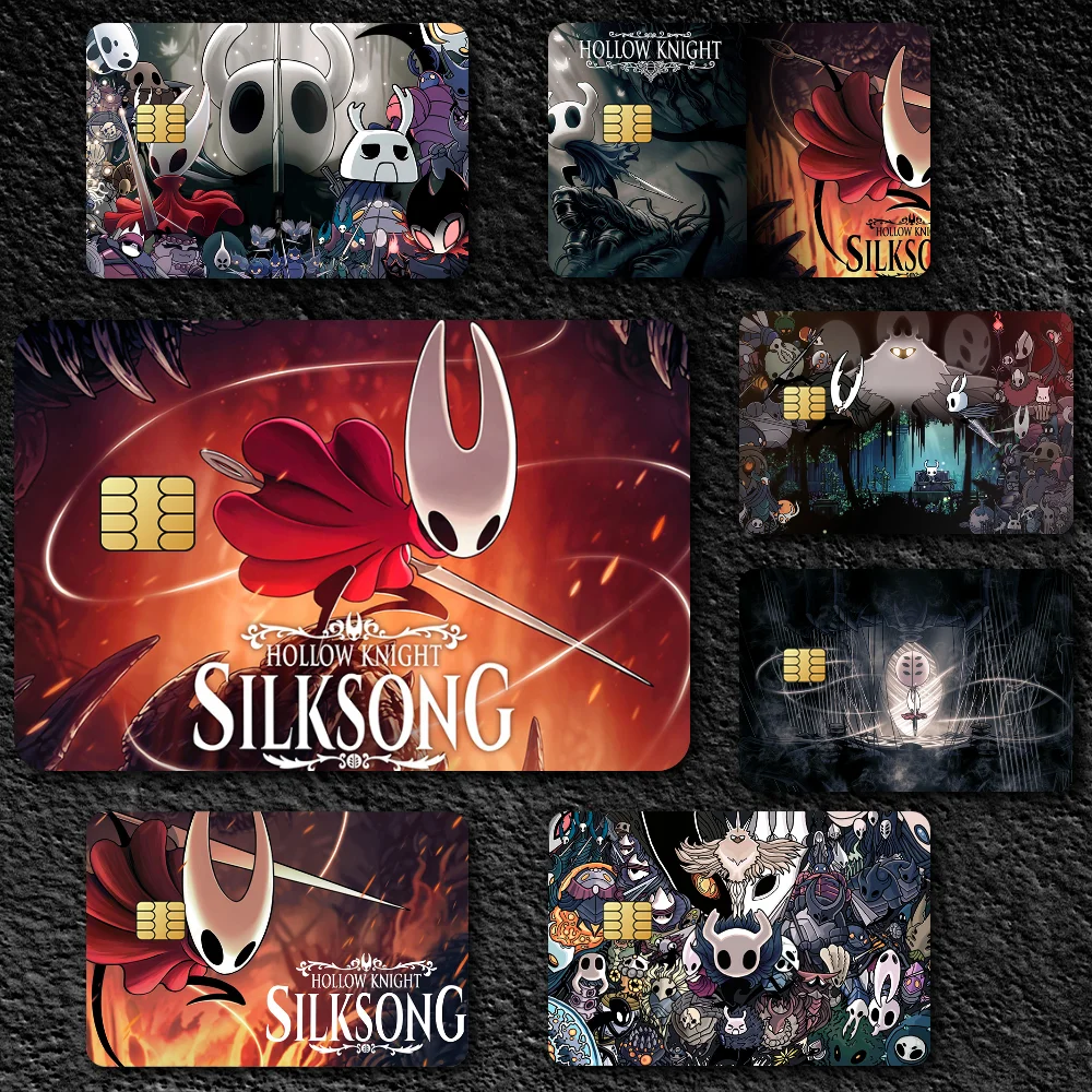 Spiel H-Hollow Knight Silksong K Film Haut Abdeckung Kreditkarte Aufkleber 4PCS Debit Front Dekoration Bank Bus Pass wasserdicht Image