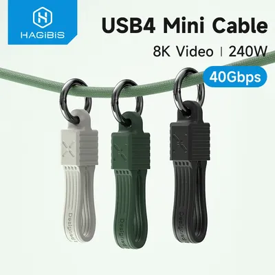 Hagibis USB 4-Kabel, tragbarer Schlüsselanhänger, kurzes USB-C-auf-Typ-C-Kabel, 240 W, 40 Gbit/s, Image