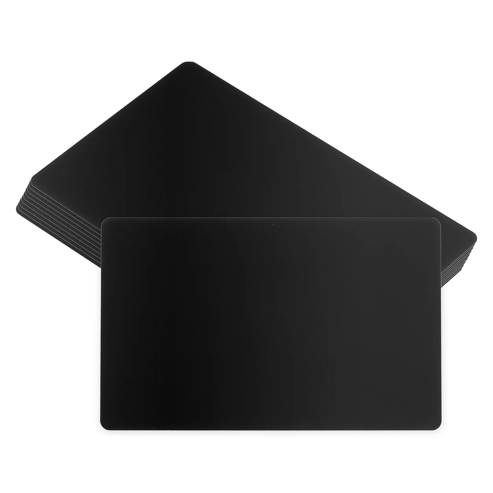 10/20/50 Stück 0,21 mm Metall-Visitenkarten, blanko, Namenskarte, Lasergravur, Aluminium, für DIY-Geschenkkarten, schwarz matt Image