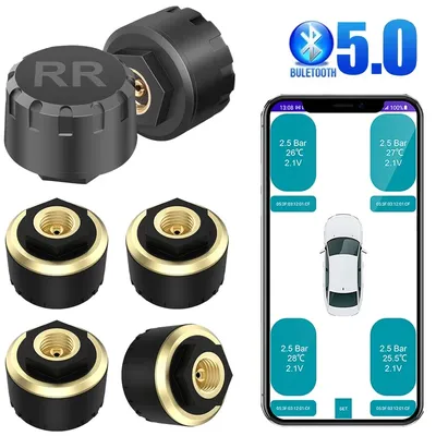 Car TPMS Tire Pressure Monitoring System Bluetooth 5.0 Mobile Phone Display Motorcycle Car Tyre