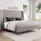 Upholstered Bed Frame Queen Size Platform Beds with Wingback Headboard/No Box Spring Needed, Bed