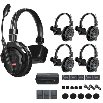 XTALK X5 Wireless Intercom Headset System 2.4GHz 1148ft/350m Real-time Monitoring Communication