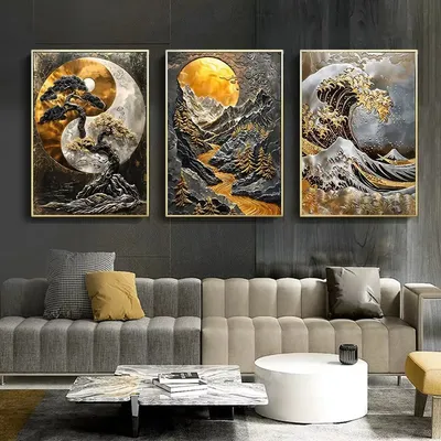 DIY Diamond painting Abstract Surreal Ukiyo-E Ocean Waves Mount Fuji Landscape Mosaic Embroidery