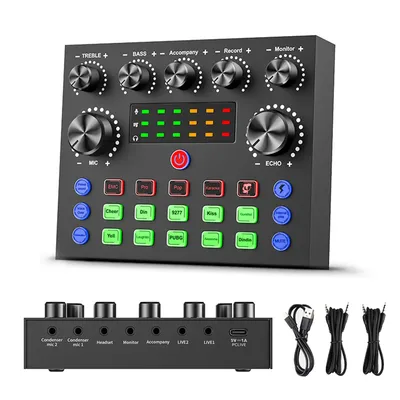 V8S Sound Card,Voice Changer Sound Card With Multiple Sound Effects,Suitable For