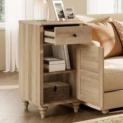 Nightstands with Charging Station, Set of 2 End Table with Power Outlets & USB Ports for Living