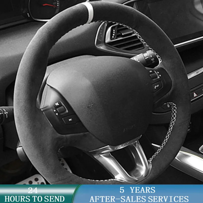 Housse de volant de voiture personnalisée, antidérapante, en daim, tresse originale, accessoires de voiture pour Peugeot 208 Peugeot 2008