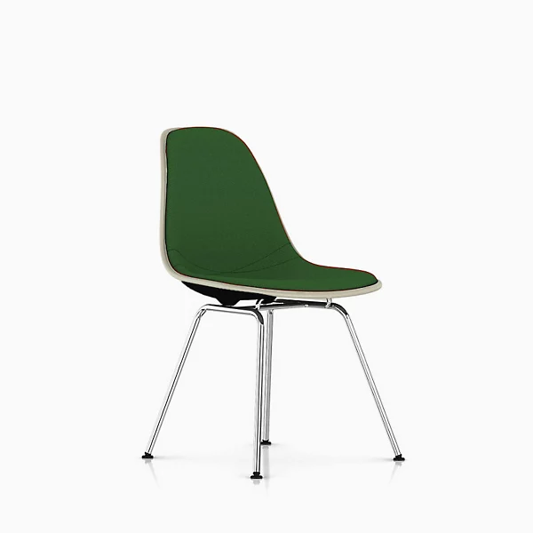 Herman Miller Eames Molded Plastic Side Chair with 4-Leg Base, Upholstered - Herman Miller Authorized Retailer