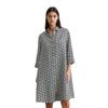 Hemdblusenkleid MARC O'POLO, Damen, Gr. 40, N-Gr, multi, weiß cotton, Web, Obermaterial: 100% Leinen, bedruckt, casual, relaxed fit ca. Mitte Knie, 3/4-Ärmel, Kleider, mit Printmuster