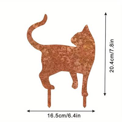 TEMU Art Deco Wall Sculptures Cat , Outdoor Rust Metal Animal Sculpture, Yard Metal Cat Decoration With Rust For Outdoor Fence Art Image