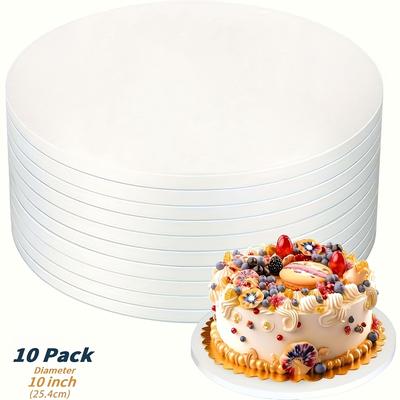 TEMU 12/10/8 Inch Cake Board Drums Round, 10/6/3pcs Cake Boards Rounds Sturdy 1/2 Inch Thick For Heavy Or Cakes Pizza Base Disposable Cake Drums, Corrugated Paper Board (white) Image