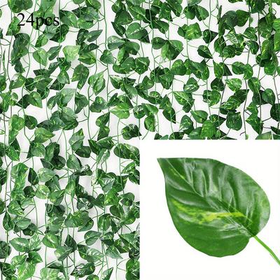 TEMU 24pcs Leaves Wall Hanging - Realistic Artificial Greenery For Home, Garden, Wedding, And Party Decor - , Indoor And Outdoor Use, Garden Wall Art | | , Ivy Wall Art Image