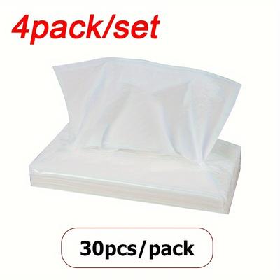 TEMU 4pcs Tissue Refill Pack - Each, Compatible With Sun Visor Clips, White Paper Material For & Convenient Access, Car Tissue Holder | Practical Automotive Accessory | Individual Wrap Tissues Image