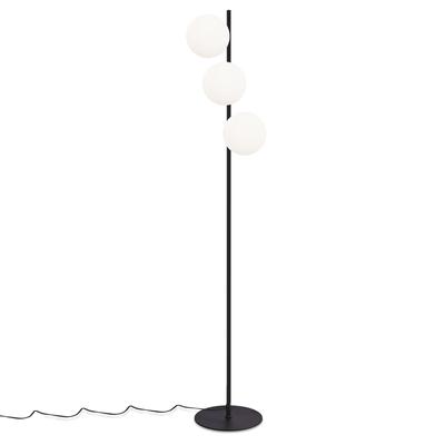 TEMU Industrial Floor Lamp For Office And Home Office - Black, With Foot Switch, Metal Lamp With White Glass, E27 Bulb, Vintage Floor Lamp For Living Room, Bedroom, Children's Room Image