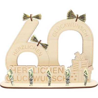TEMU 60th Birthday Money Gift Wooden Men Women Gift For 60th Birthday 60th Money Gift Decoration From Wood Personalized Birthday Gifts For Grandfather Anniversary Wedding Families Image