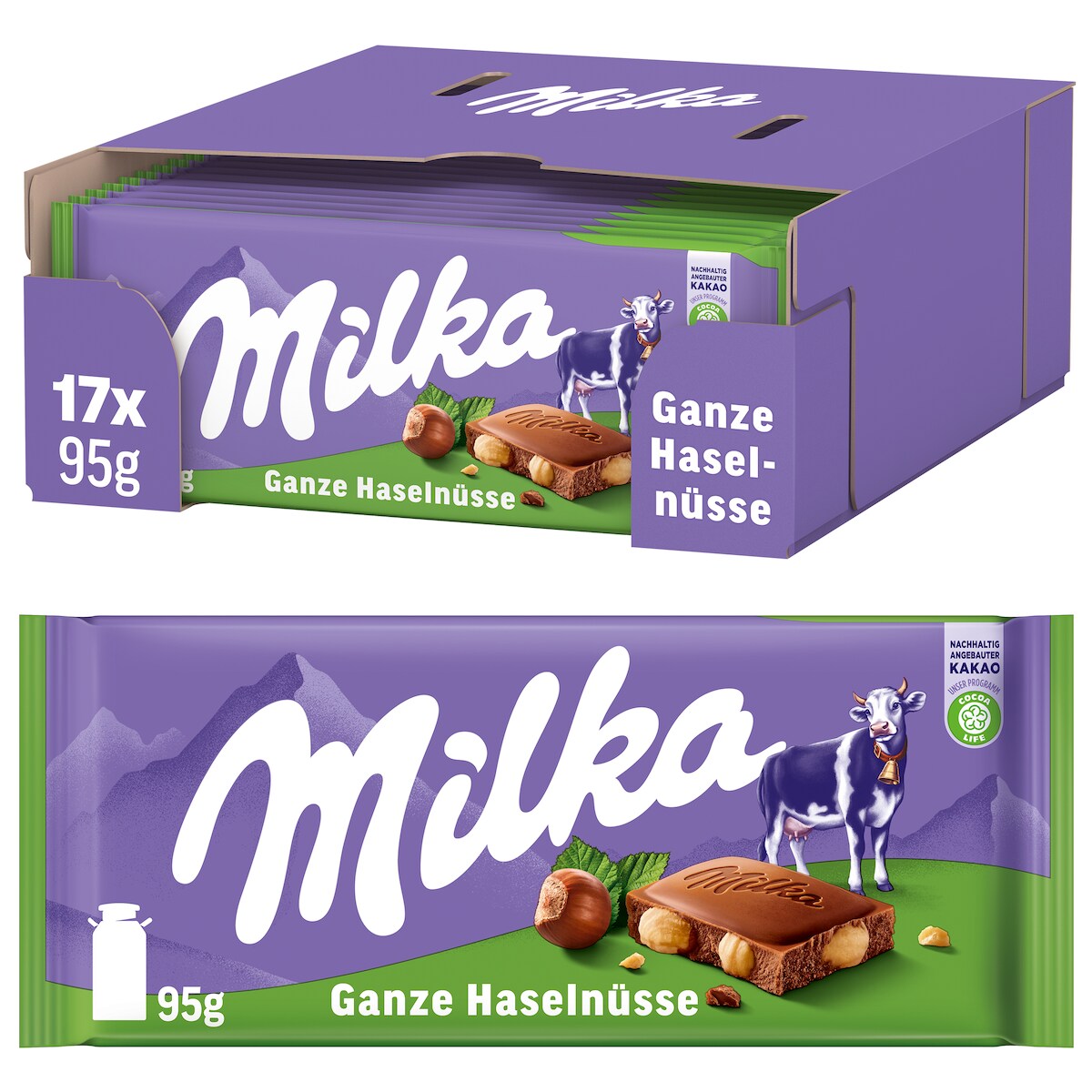 Milka Ganze Haselnüsse Tafel 17 x 95 g (1,615 kg) Image