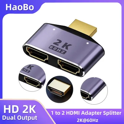 1 to 2 HDMI HD 2K Dual Output Splitter Monitor Adapter One HDMI Male to Dual HDMI Female Adapter Splitter
