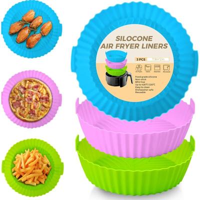 Bluedeer - 3 Packungen Silikonform für Heißluftfritteuse 20cm Air Fryer Silikon Pot Liners