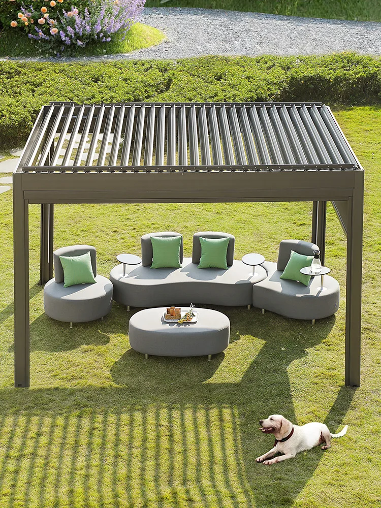 Pavillon im Freien, Hof, Dach, Gartenarrangement, Wintergarten, im Freien, neue chinesische Markise, elektrischer Pavillon aus Aluminiumlegierung