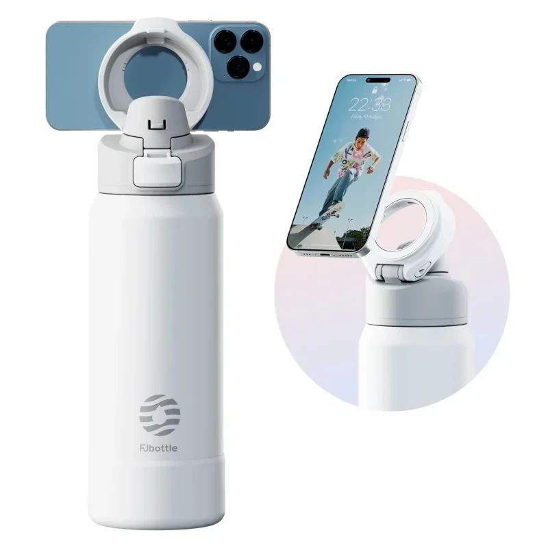 710/950 ml Thermosflaschen Edelstahl Sportwasserflasche mit magnetischem Telefonhalter Hüpfdeckel Outdoor Isolierbecher Image