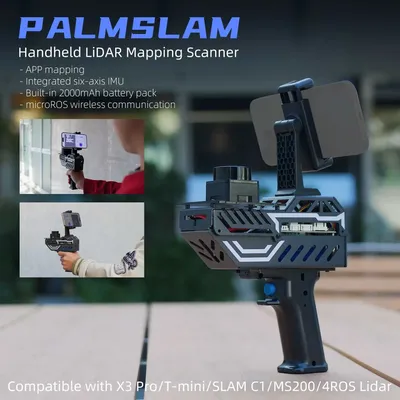 Yahboom PALMSLAM Handheld Lidar Scanner Sensor Kit mit Halter ROS2 Roboter SLAM Mapping Image
