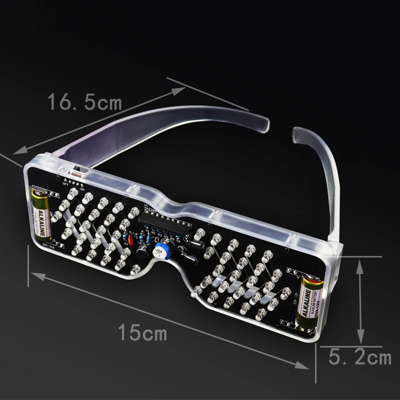 Sprachaktiviertes LED-Licht emittierendes Brillenherstellungsset, Licht emittierende Diode, blinkendes Licht, DIY-Elektronik-Kit, Löten, Montage Image