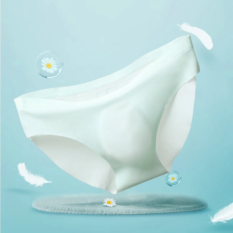 5er-Pack Herren-Unterwäsche, Herren-Slips aus Eisseide, atmungsaktiv, schnell trocknend, spurlose Shorts, transparent, ultradünn, PE Image