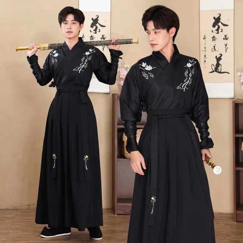 Herren Hanfu Traditionelle chinesische Kleidung Altes Kostüm Han-Dynastie Tang-Anzug Japanischer Stil Samurai-Kostüm Hanfu Orientalische Robe Image