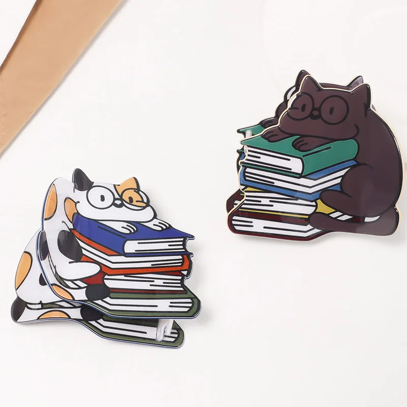 1 Stück Cartoon-Haarnadel mit niedlicher Buchkatze, hochwertige Pferdeschwanz-Haarnadel für den Hinterkopf, vielseitig für den täglichen Gebrauch Image