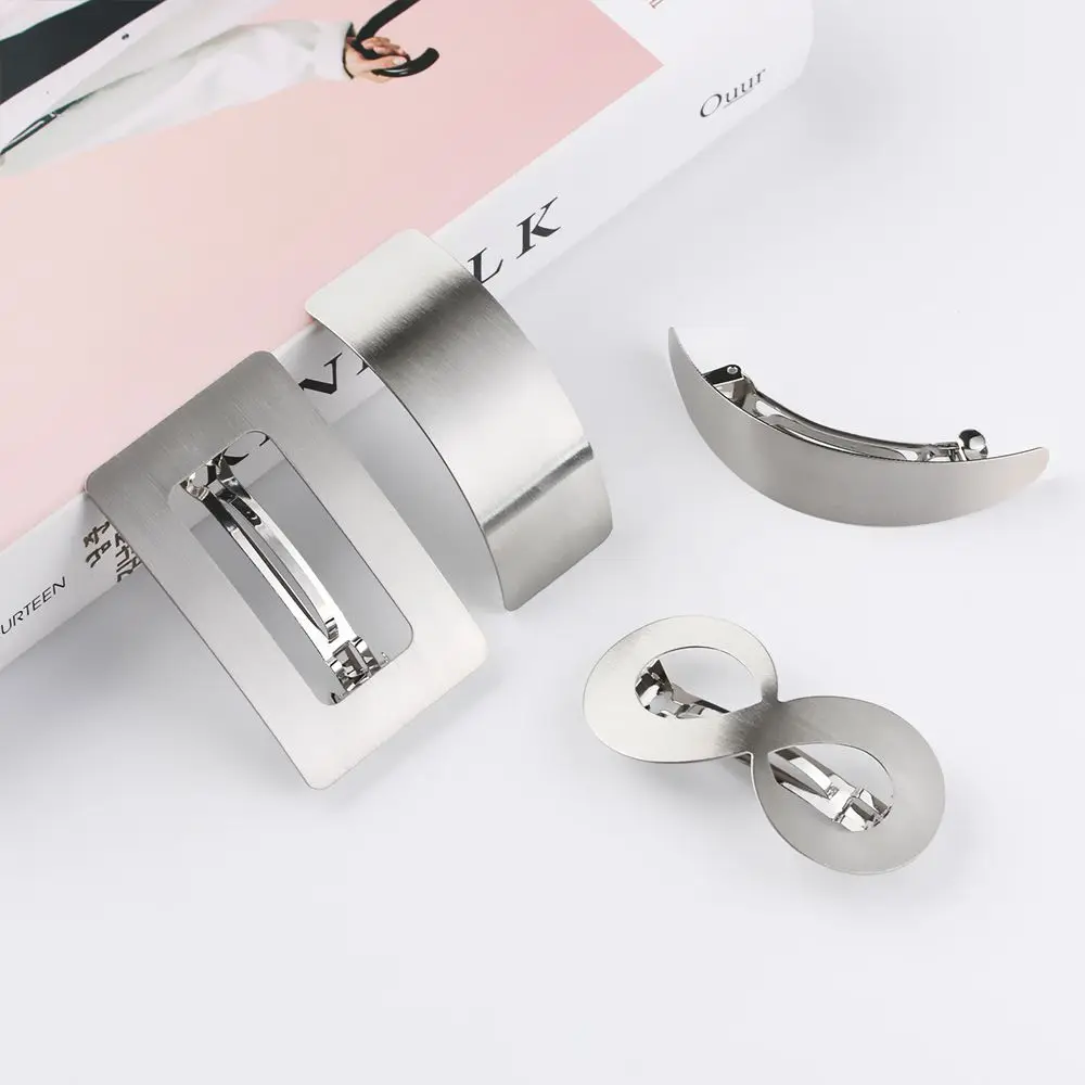 Europäische und amerikanische Art Frau Metall Haars pange faul Wind Geometrie Haars pange Schachtel halm Clip Mädchen Haarschmuck Image
